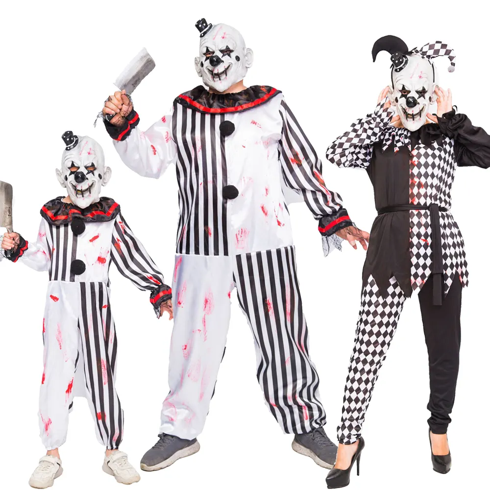 Costumi di Halloween per la famiglia Cosplay tuta Clown per adulti e bambini vestiti Horror S-L di Performance
