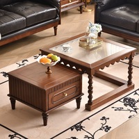 Ensemble moderne de meuble TV et table basse multifonctionnel en bois massif avec rangement pour salon, mobilier de maison