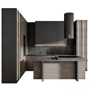 מחיר נמוך למינציה עץ hana שחור 3d מטבח ארון, משטח מודרני - Product Image 5