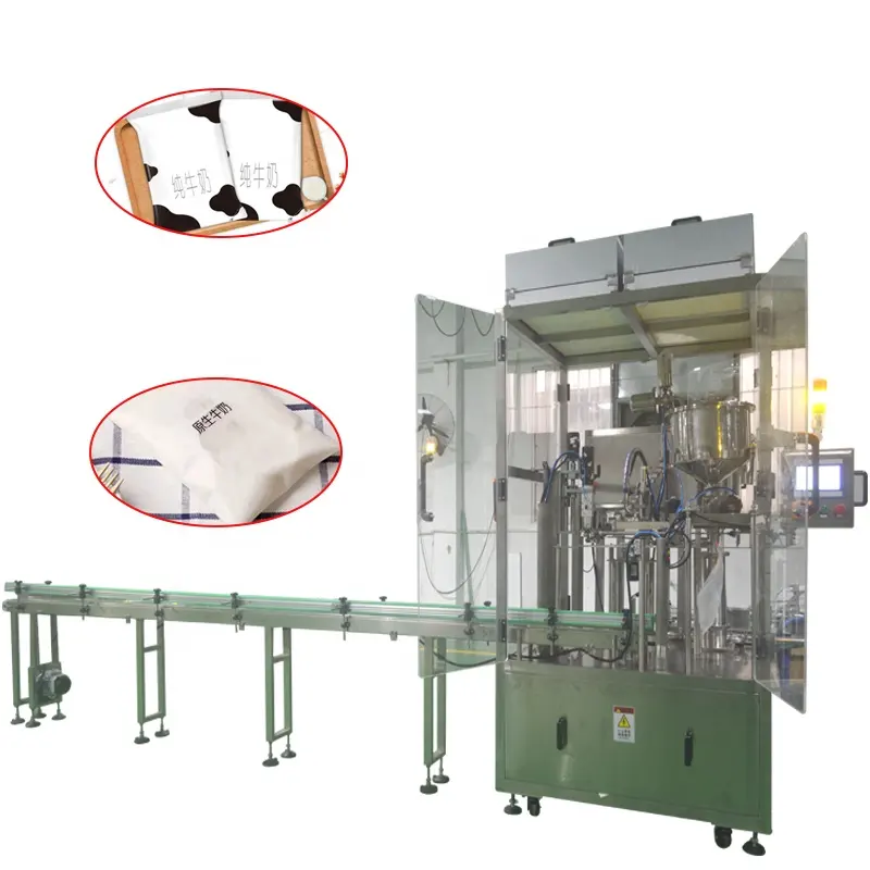 Saco asséptico 3 do leite em 1 enchimento e tampando do disco giratório da máquina de enchimento máquinas integradas com sistema de controlo do PLC