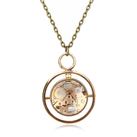 Montre à remontage manuel BOSHIYA, poche à vent robotique, pour homme et femme, collier vintage, cuivre pur, mécanique, boule de verre, squelette antique