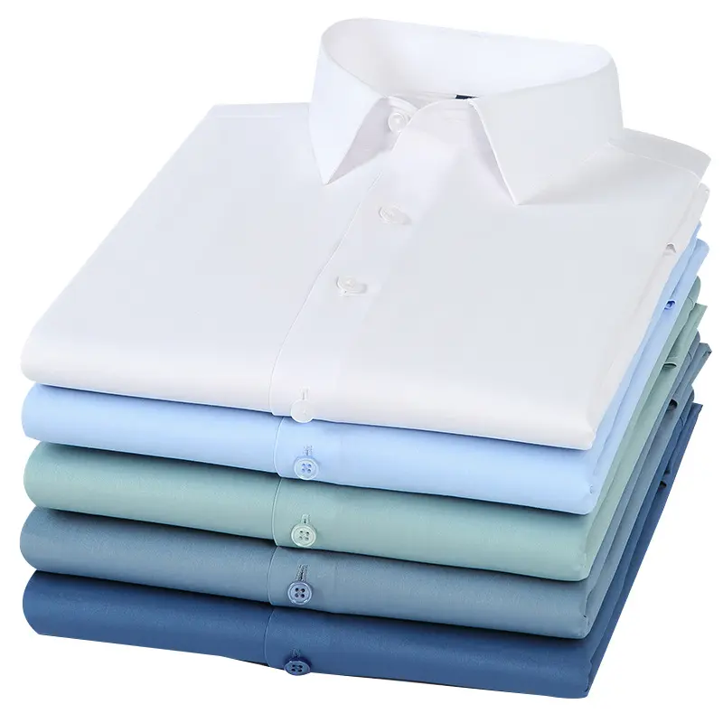 Custom Bamboo Cotton Mens Business Casual Long Sleeve Shirt Button Up Formal Dress Shirts For Men