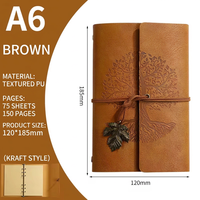 Carnet de notes rétro « Arbre à vœux » A6/A7 – Journal portable créatif en papier kraft, pages vierges ou lignées