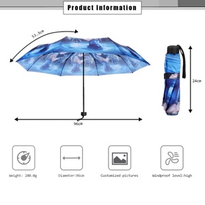 China 3 Fold Umbrella Ss <b>Frame</b> 21 Inch and Ribs Manual Open and Close Compact Umbrella for Promotion and Gift - Product Image 2