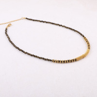 Collier ras de cou en acier inoxydable plaqué or PVD imperméable avec pierres précieuses facettées de 3 mm de petite taille, pierre naturelle, nouveau design JNK9412
