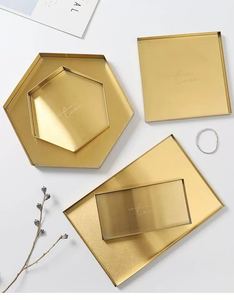 Bandeja de Almacenamiento Moderna de Acero Inoxidable de Lujo Dorada con Acabado Plateado de un Solo Nivel para Sala de Estar, Escritorio, <span class=keywords><strong>Cocina</strong></span> y Vajilla - Product Image 2