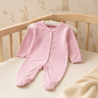 100% Baumwolle Baby-Fußstrampler Neugeborenen-Babykleidung Großhandel mit Eigenem Logo Maschinenwaschbare Babykleidung Hersteller