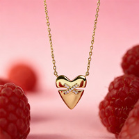 Colliers de bijouterie tendance AN080, collier pendentif en argent sterling 925 avec zircon en forme de cœur, pour femmes, cadeaux d'anniversaire