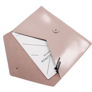 Bolsa para documentos A4 de cuero PU, bolsa para documentos de reunión con cordón, bolsa para archivos tipo sobre, bolsa para documentos de regalo empresarial - Product Image 3