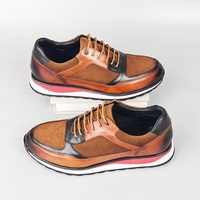 Chaussures décontractées en cuir véritable bleu patiné de qualité supérieure avec inscription gravée au laser - Sneakers personnalisables avec logo - Grande taille