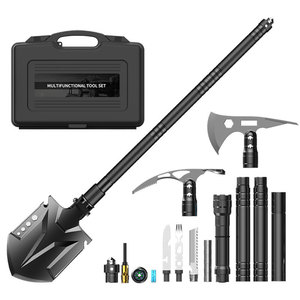 Kit de Herramientas Multifuncional para Supervivencia al Aire Libre con Linterna, Hacha, Pala Plegable Compacta EDC, Aleación de Aluminio, Gris, Set TL1 - Product Image 2