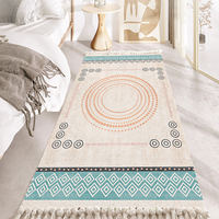 Tapis de salon/chambre à coucher/bord de lit en polyester, style ethnique, à poils ras, antidérapant, lavable en machine, adapté aux animaux domestiques, toutes saisons, style vintage