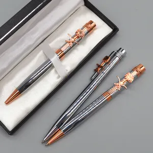 OEM customized logo diamond pen set silk print twist fancy pen black blue ink rubber ball pen