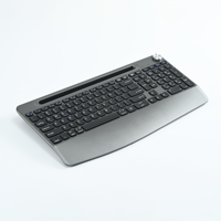 Clavier sans fil rétroéclairé 108 touches rechargeable avec support de téléphone intégré et repose-poignets pour Mac, Windows, ordinateur portable, PC