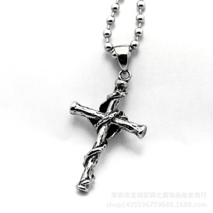 yunnique Stainless Steel Cross Pendant With Rose Design Bezel Setting For Gift <b>White</b> Red Black Diamond Options - Product Image 5