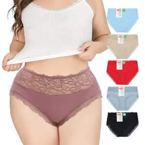 UOKIN Ladies underwear panties for plus sized women ribbed cotton lace panties in dozes for wholesale A8964