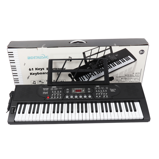 Portable 61-Key Electronic Keyboard with Sustain Function Plastic Material Educational Music Instrument for Piano Learning