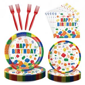 Vaisselle jetable à succès, assiettes en papier, serviettes, blocs <span class=keywords><strong>de</strong></span> construction et fournitures pour fêtes d'anniversaire - Product Image 6