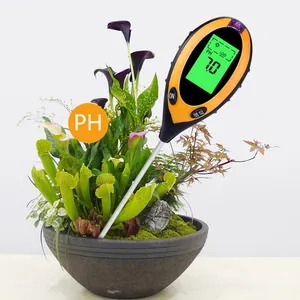 เครื่องวัดความชื้นในดินแบบ4-In-1,เครื่องวัดค่า PH ความเข้มแสงแดดอุณหภูมิของพืชสำหรับทำสวน