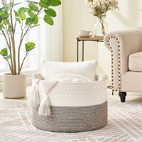 Grand panier en corde de coton tissé pour linge de bébé panier pliable pour couverture de salon organisation pour le stockage des vêtements
