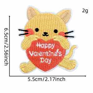 Patch thermocollant brodé motif animaux mignons (chien, éléphant, chat, grenouille, ours, hérisson) et cœur d'amour pour la Saint-Valentin, idéal pour la décoration - Product Image 5