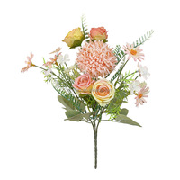 Bouquet de fleurs artificielles modernes en gros, mélange de roses, chrysanthèmes et marguerites, pour centres de table de mariage, Noël, et décoration florale de maison