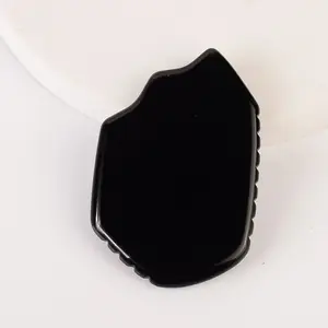 Diy Black obsidian new wave shape sawtooth Massager scraping board Neck face Body Beauty Massage Gua sha tool For Lift and tighten