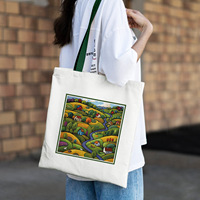 Muestra gratis de lujo Cómodo y suave Reutilizable Bolsas de lona de algodón creativas de alta calidad Bolsas de almacenamiento Patrón personalizado