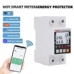 Protector <span class=keywords><strong>de</strong></span> Voltaje Inteligente WiFi TUYA 63A, Dispositivo <span class=keywords><strong>de</strong></span> Relé, Interruptor, Medidor <span class=keywords><strong>de</strong></span> Energía kWh TVS1-63T, Compatible con <span class=keywords><strong>Google</strong></span> Assistant - Product Image 1