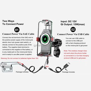 Accessoires de vélo et de moto de haute qualité, amortisseur de chocs, support de téléphone rotatif à 360 degrés, chargeur sans fil 15W avec lumière LED - Product Image 5