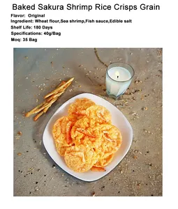 Ben Gong E Le Halal Croustilles de riz aux crevettes <span class=keywords><strong>Sakura</strong></span> cuites au four, Snacks céréaliers salés, Biscuits semi-mous, Boîte 40g, Vente en gros - Product Image 5