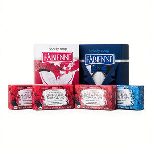 Coffret Cadeau de Savons de Toilette Parfumés Rouge et Bleu Fabienne Mariés 140 g avec Emballage Décoratif et Forme Originale pour Soins à Domicile - Product Image 3