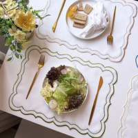 Set de table en lin brodé et imprimé fait main, lavable et écologique, pour la décoration de la maison et de la cuisine, idéal pour les mariages et les fêtes, personnalisable