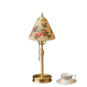 Lámpara de Mesa Estilo Vintage, Cobre Puro, Vidrio Pintado a Mano, E27 LED, Cuidado de la Vista, para Sala de Estar, Dormitorio, Estudio - Product Image 5