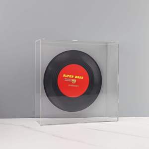 Boîte de présentation en acrylique pour décoration de disques vinyles 30x7x30cm, ornement à thème musical en plastique acrylique, article de décoration pour meuble <span class=keywords><strong>TV</strong></span> - Product Image 2
