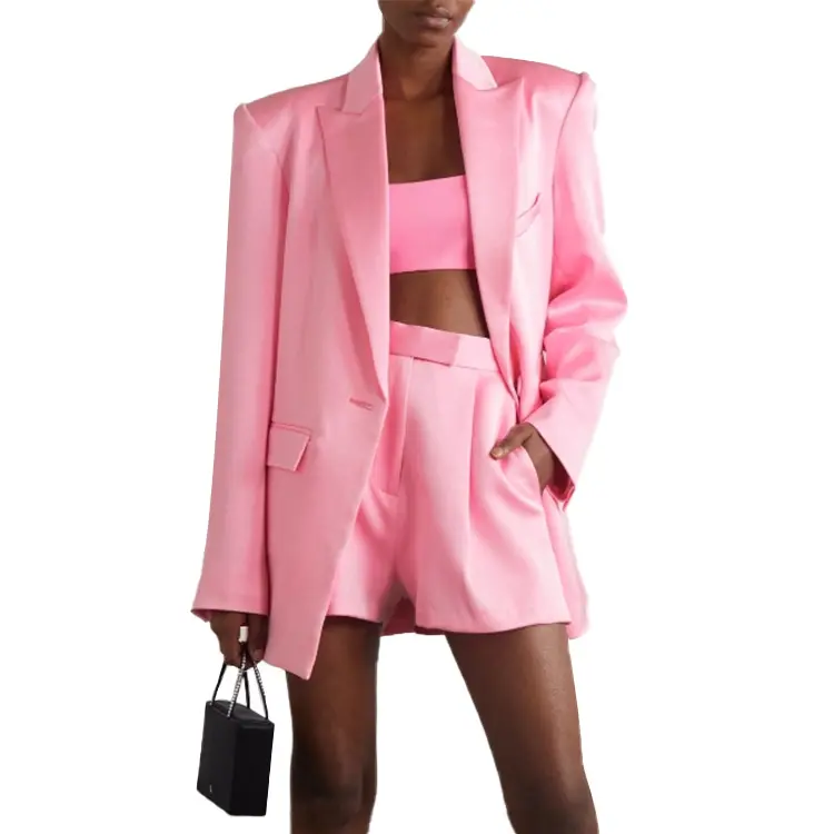 2022 Trend New Satin pink Ladies Suits Multicolor Custom ensemble blazer femme womens blazer SUIT WOMAN