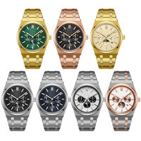 Montre personnalisée avec logo OEM, montre de luxe à trois aiguilles et six fonctions, automatique, mécanique, en acier inoxydable, pour hommes d'affaires
