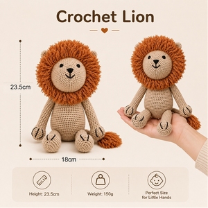 Peluche en crochet pour bébé, cadeau, poupées en coton faites à la main, amigurumi lion, animaux de la jungle et de la forêt, jouet en peluche au crochet - Product Image 4