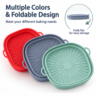 Plaque de cuisson pliable en silicone personnalisée, qualité alimentaire, pour friteuse à air et four, antiadhésive, résistante à la chaleur, réutilisable, pour gâteaux, OEM