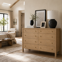 Commode à 8 tiroirs en chêne massif, style luxe discret et moderne, meuble de rangement pour chambre et appartement