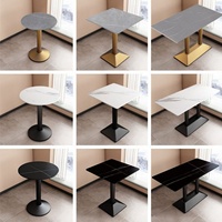 Meubles en bois modernes simples, pieds en métal, plateau en marbre, petite table ronde carrée, tables de bar de cuisine, tables de restaurant pour café