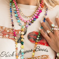 Collier ras du cou arc-en-ciel esthétique et tendance, plaqué or, zircon, collier superposable, bijoux fantaisie colorés en pierres précieuses, vente en gros