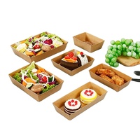 Plateaux en papier en forme de bateau personnalisés en gros, emballages jetables pour la restauration rapide, boîtes en carton ondulé, plateaux en papier pour snacks à emporter