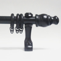 Ensemble de tringle à rideau en bois noir, supports d'extrémité et anneaux d'oeillet en plastique, tringle à rideau de 28MM, tringle en bois