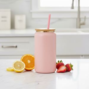 16oz <b>Hot</b> Sell Stainless Steel Can Double Walled Insulated Tumbler Mason Cup with Straw Lid for Coffee Smoothie Boba Milk <b>Drink</b> - Product Image 1