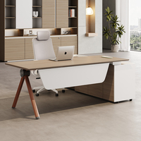 Ensemble de bureau de direction de luxe 2,0 m, table de patron moderne en bois avec armoire de classement et chaise ergonomique, mobilier modulaire