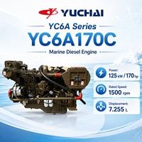 Moteur marin YUCHAI YC6A170C 125 kW 170 CV 1500 tr/min 6 cylindres 7,252 L refroidi par eau pour la propulsion des bateaux de pêche et des ferries