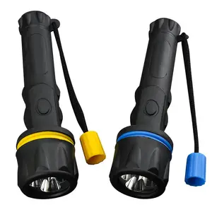 Factory Wholesale Strong Light Rubber Led Flashlight Lighting Waterproof Emergency AA 2D 3D Battery Plastic Flashlight