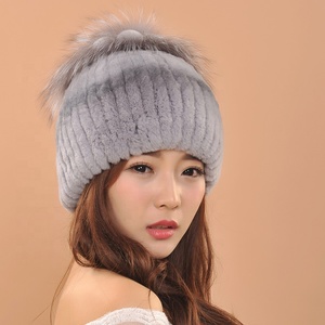 Mũ Lông Thỏ Chính Hãng Chất Lượng Cao Mũ Dệt Kim Lông Thỏ Rex Mùa Đông Cho Nữ Mũ Beanie Ấm Áp Cho Nữ - Product Image 5