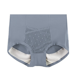 Culotte gainante taille haute en modal pour femme 10A, confortable et sans coutures, avec entrejambe antibactérien à motif floral argenté - Product Image 2